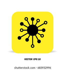 Connections vector icon. This flat rounded square button uses black and white colors and isolated on a white background.