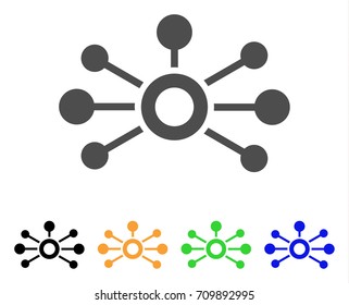 Connections vector pictogram. Style is a flat graphic symbol in gray, black, yellow, blue, green color variants. Designed for web and mobile apps.