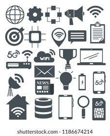 connectivity 5g technology icons