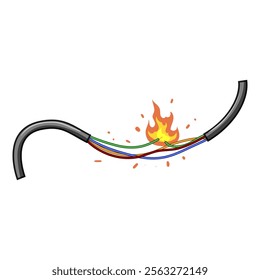 connectivity broken cable cartoon. damage frayed, insulation maintenance, diagnostics signal connectivity broken cable sign. isolated symbol vector illustration