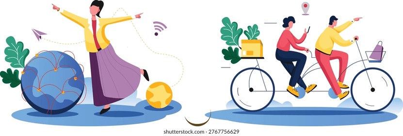 Connectivity and collaboration in modern urban life through technology and cycling