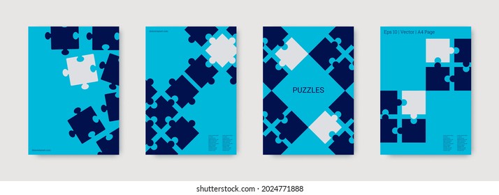 Connectivity concept. Bright digital template. Connectivity cover concept. Jigsaw puzzle vector banner. Minimal vector banner. Corporative work concept. Set of business covers.