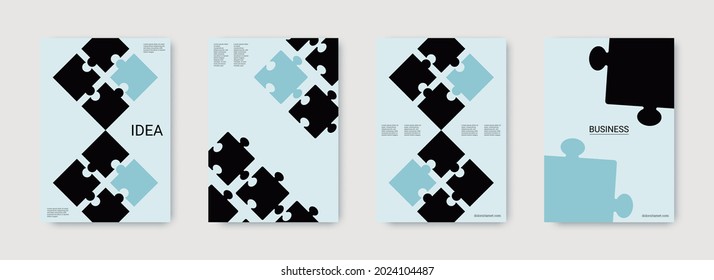 Connectivity concept. Stylish digital flyer. Connectivity cover concept. Jigsaw puzzle vector banner. Trendy vector poster. Corporative work concept. Set of business covers.