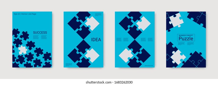 Connectivity concept. Stylish digital template. Connectivity cover concept. Jigsaw puzzle vector banner. Trendy vector poster. Corporative work concept. Set of business covers.