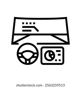 connectivity dashboard autonomous vehicle line icon vector. connectivity dashboard autonomous vehicle sign. isolated contour symbol black illustration