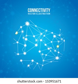 connectivity design over blue  background vector illustration 