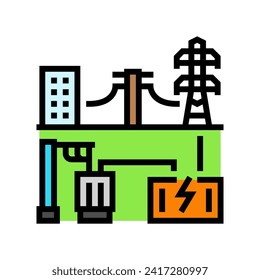 vector de icono de color de la rejilla eléctrica de conectividad. señal de red eléctrica de conectividad. ilustración de símbolo aislado