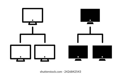 Icono de línea de cuadrícula de conectividad. Icono de sistema de red en color blanco y negro.