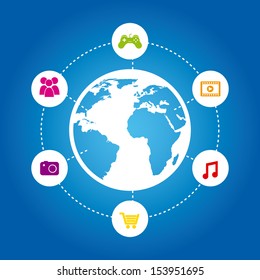 Connectivity icon over blue background vector illustration