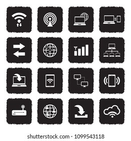 Connectivity Icons. Grunge Black Flat Design. Vector Illustration. 