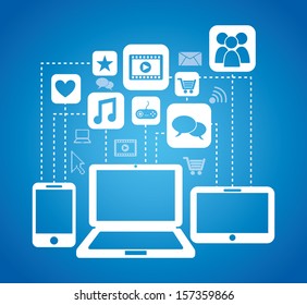 connectivity icons over blue background vector illustration  