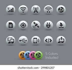 Connectivity Icons // Pearly Series ----- The Vector file includes 5 color versions for each icon in different layers -----