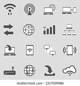Connectivity Icons. Sticker Design. Vector Illustration.