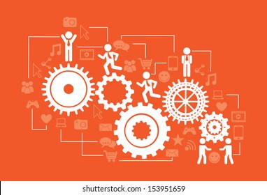 connectivity infographics over orange background vector illustration   