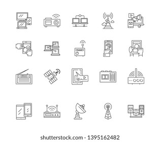 Connectivity line icons, signs, vector set, outline illustration concept 