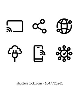 Connectivity and network icon vector. Set outline Connectivity and network symbol collection