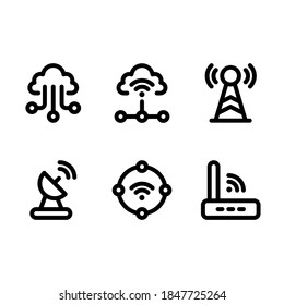 Connectivity and network icon vector. Set outline Connectivity and network symbol collection