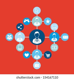 Connectivity people over red background  vector illustration