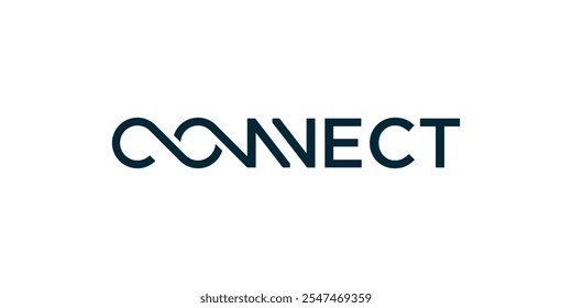 Logotipo de tipografia de conectividade, simples e elegante