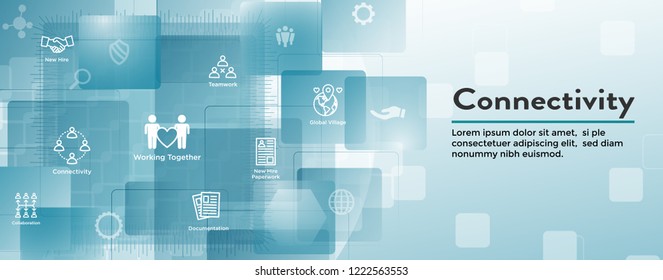 Connectivity Web Header Banner with Togetherness, Connectnedness & Collaboration Icon Set