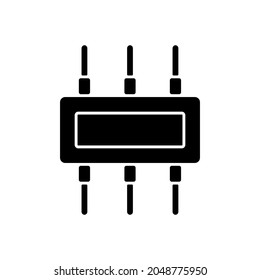 Connector black glyph icon. Electromechanical device used to join electrical conductors and create electrical circuit. Silhouette symbol on white space. Vector isolated illustration
