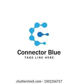 connector blue logo design template