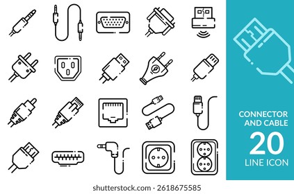 Connector and Cable- icon set