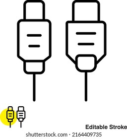 Connector Cable Vector Line Icon