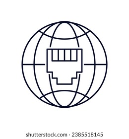 Connector, global port.  Vector linear illustration icon isolated on white background.