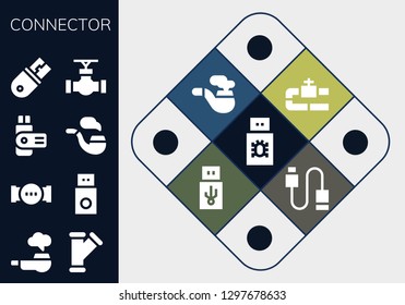  connector icon set. 13 filled connector icons. Simple modern icons about  - Usb, Pipe