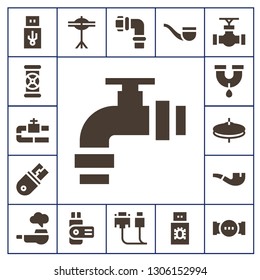 connector icon set. 17 filled connector icons.  Simple modern icons about  - Usb, Pipes, Pipe, Cymbals, Cable