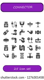  connector icon set. 25 filled connector icons. Simple modern icons about  - Usb, Pipe, Cymbals, Pipes, Cable
