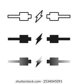 Connector icons. Power cable symbol. Electrical connection elements. Vector illustration.