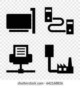 Connector icons set. set of 4 connector filled icons such as phone connection cable