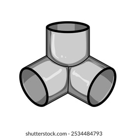 Dibujos animados del codo del tubo del conector. Doblez de la junta, adaptador del acoplamiento, muestra del codo del tubo del conector de la camiseta del reductor. símbolo aislado Ilustración vectorial