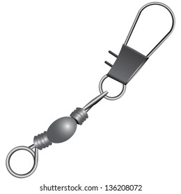 The connector provides the fishing gear to rotate freely. Vector illustration.