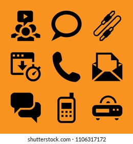 connector, receiver, computer, address, minimalistic and headphones icon vector set. Flat vector design with filled icons. Designed for web and software interfaces
