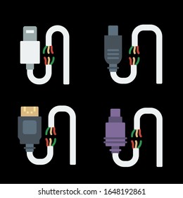 Connectors cables set icon stock vector illustration