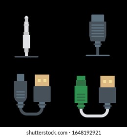 Connectors cables set icon stock vector illustration