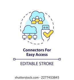 Connectors for easy access concept icon. Share with users. Data lake architecture abstract idea thin line illustration. Isolated outline drawing. Editable stroke. Arial, Myriad Pro-Bold fonts used