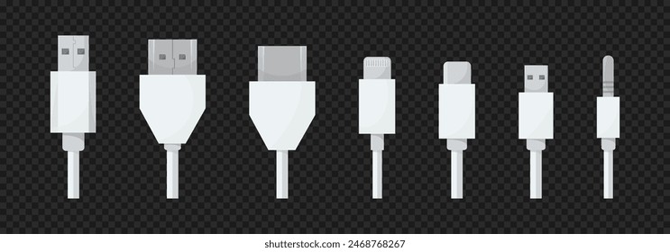 Connectors illustration. vector connector plug in set. Jacks set