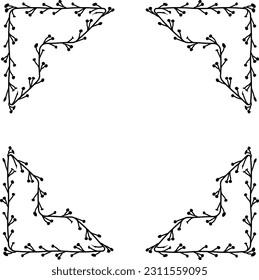 Forma de esquina Vector de flor de marco Flor Sale del marco de la foto floral de la frontera Ramas botánicas decoración aniversario de boda cumpleaños año nuevo recién nacido Premio de San Valentín de Navidad felicitaciones