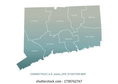 mapa de conexiones. mapa vectorial de conneticut, Estados Unidos.