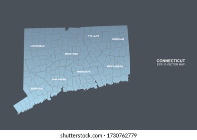 mapa de conexiones. mapa vectorial de conneticut, Estados Unidos.