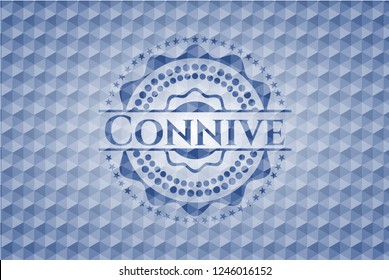 Connive blue badge with geometric background.