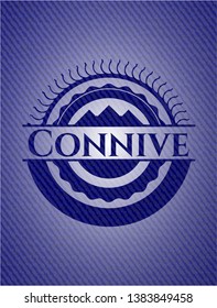 Connive emblem with jean background. Vector Illustration. Detailed.