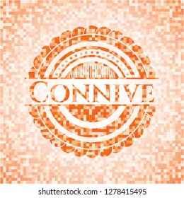 Connive orange mosaic emblem with background