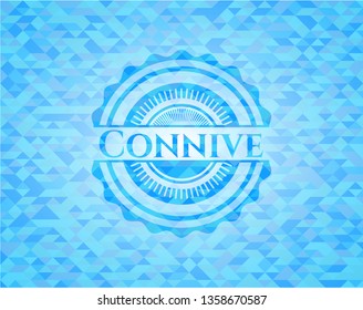 Connive realistic sky blue emblem. Mosaic background