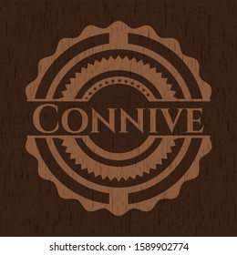 Connive realistic wooden emblem. Vector Illustration.