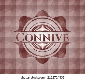 Connive red seamless badge with geometric pattern. 
